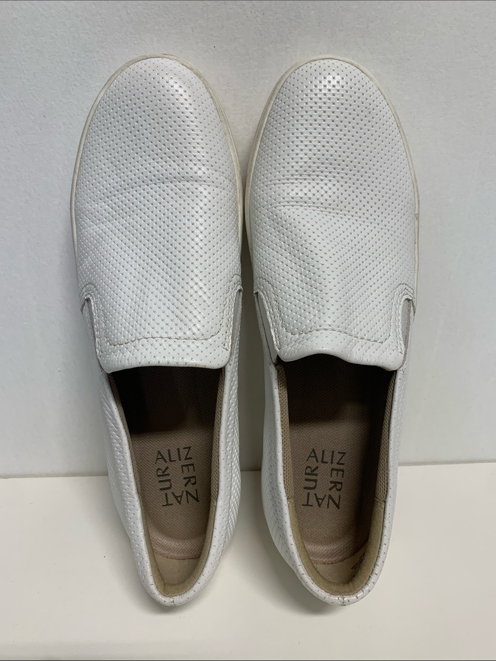 Naturalizer White Perforated Leather Slip-On Sneakers